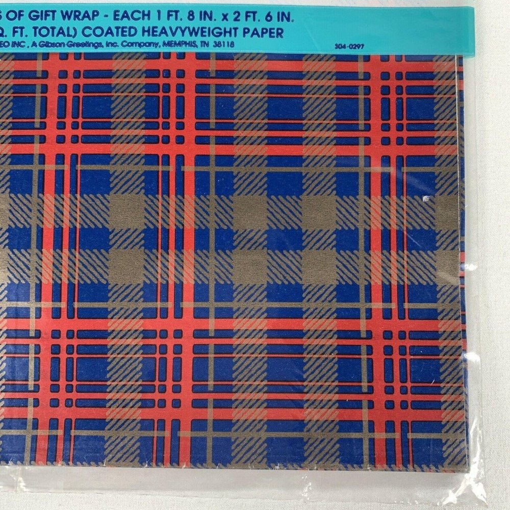 Vintage Cleo Plaid All Occasion Gift Wrap Sheets Two 20 x 30 Inch Wrapping Paper - Picture 7 of 9